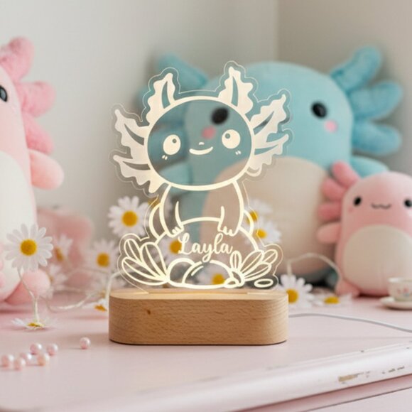 Personalized Axolotl Night Light – Custom LED Lamp for Kids - Picture 8 of 8